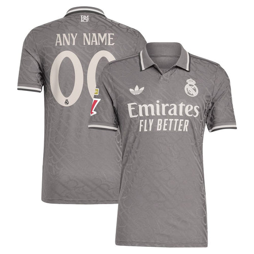 Real Madrid adidas Originals 2024/25 Third Authentic Custom Jersey - Charcoal