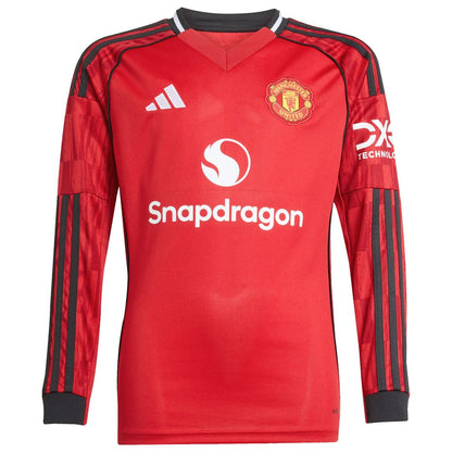 Bruno Fernandes Manchester United adidas Youth Home 2025/26 Replica Player Long Sleeve Jersey - Red