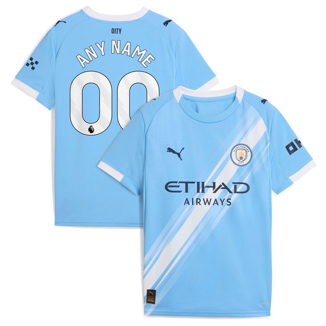 Manchester City Puma Youth 2025/26 Home Replica Custom Jersey - Sky Blue