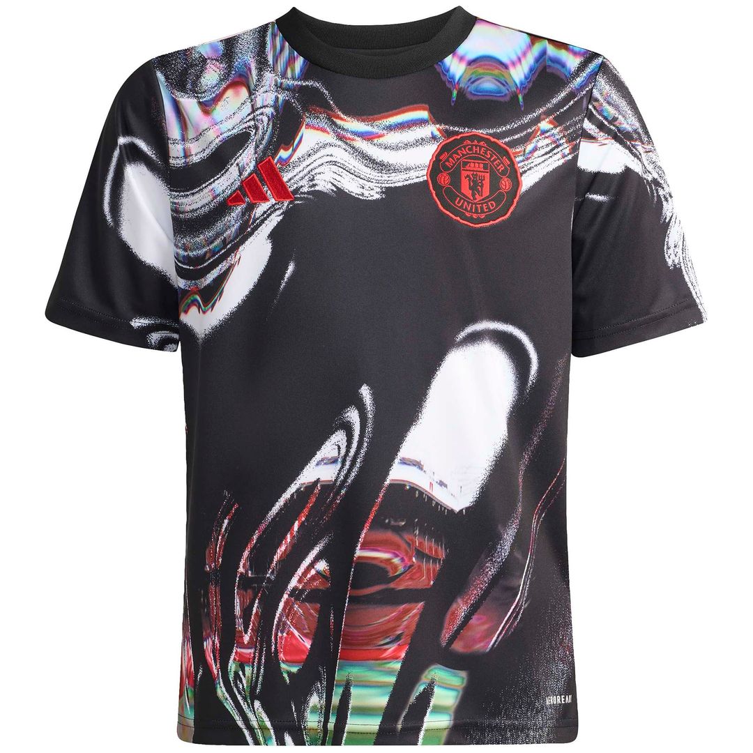 Manchester United adidas Youth 2025/26 Pre-Match Training Jersey - Black