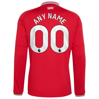 Manchester United adidas 2026/27 Home Replica Long Sleeve Custom Jersey - Red