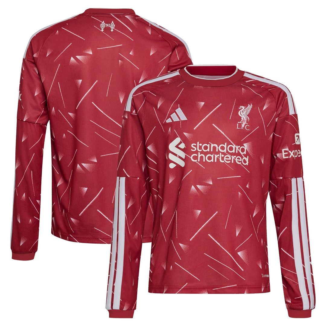 Liverpool adidas Youth 2026/27 Home Replica Long Sleeve Jersey - Red