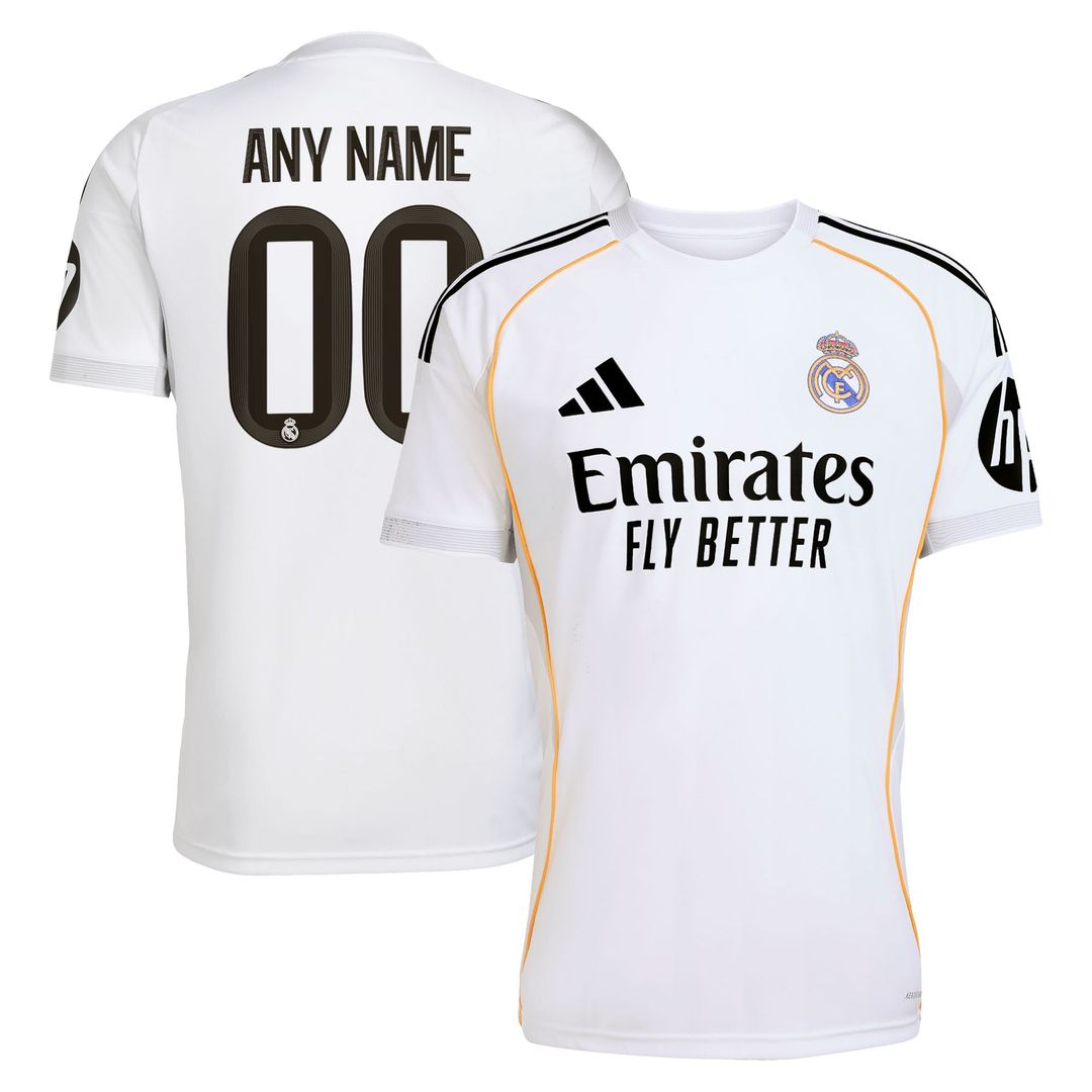 Real Madrid adidas 2025/26 Home Replica Custom Jersey - White
