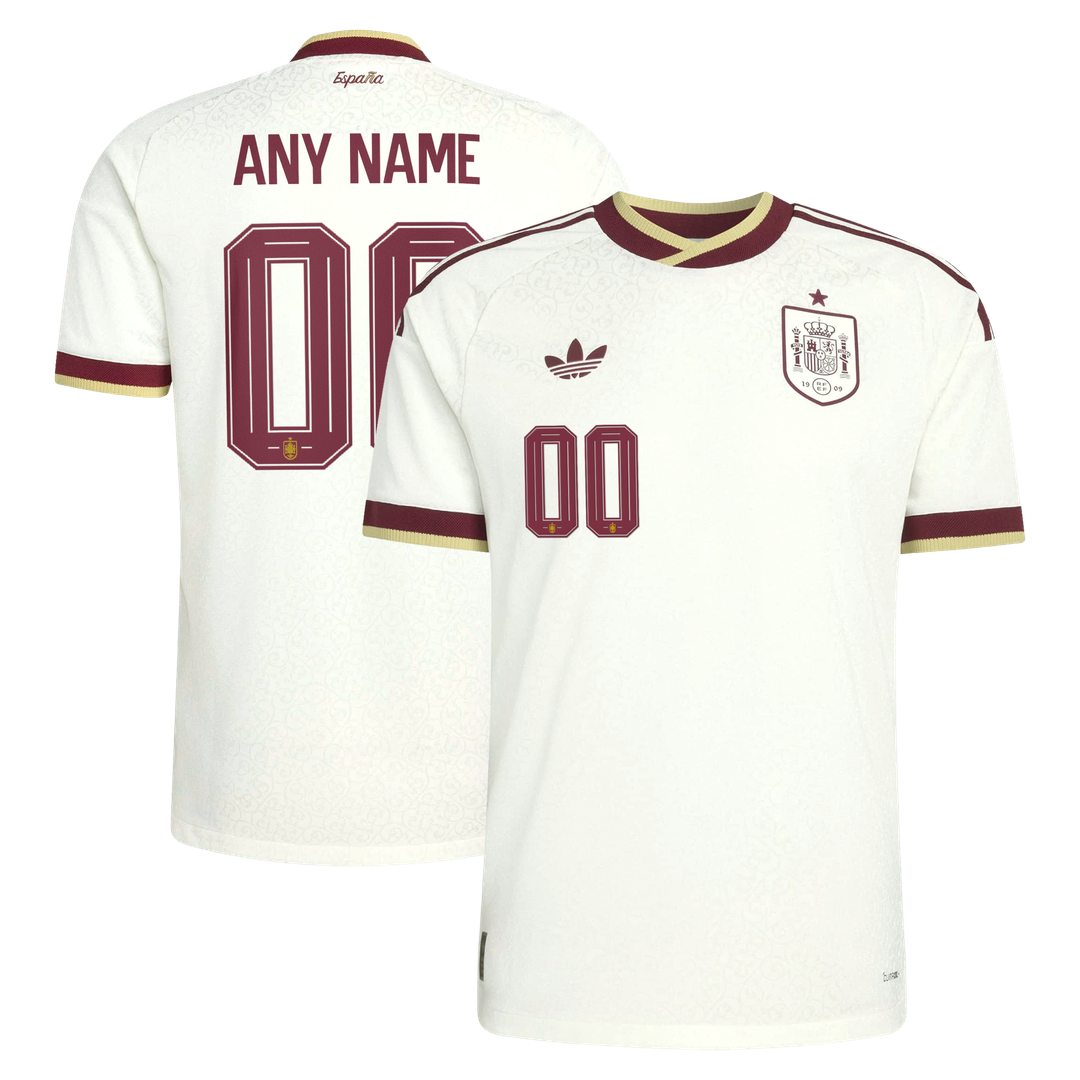 Spain National Team adidas 2026 Away On-Field Authentic Custom Jersey - White