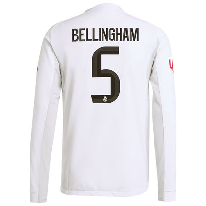 Jude Bellingham Real Madrid adidas 2025/26 Home Authentic Long Sleeve Jersey - White