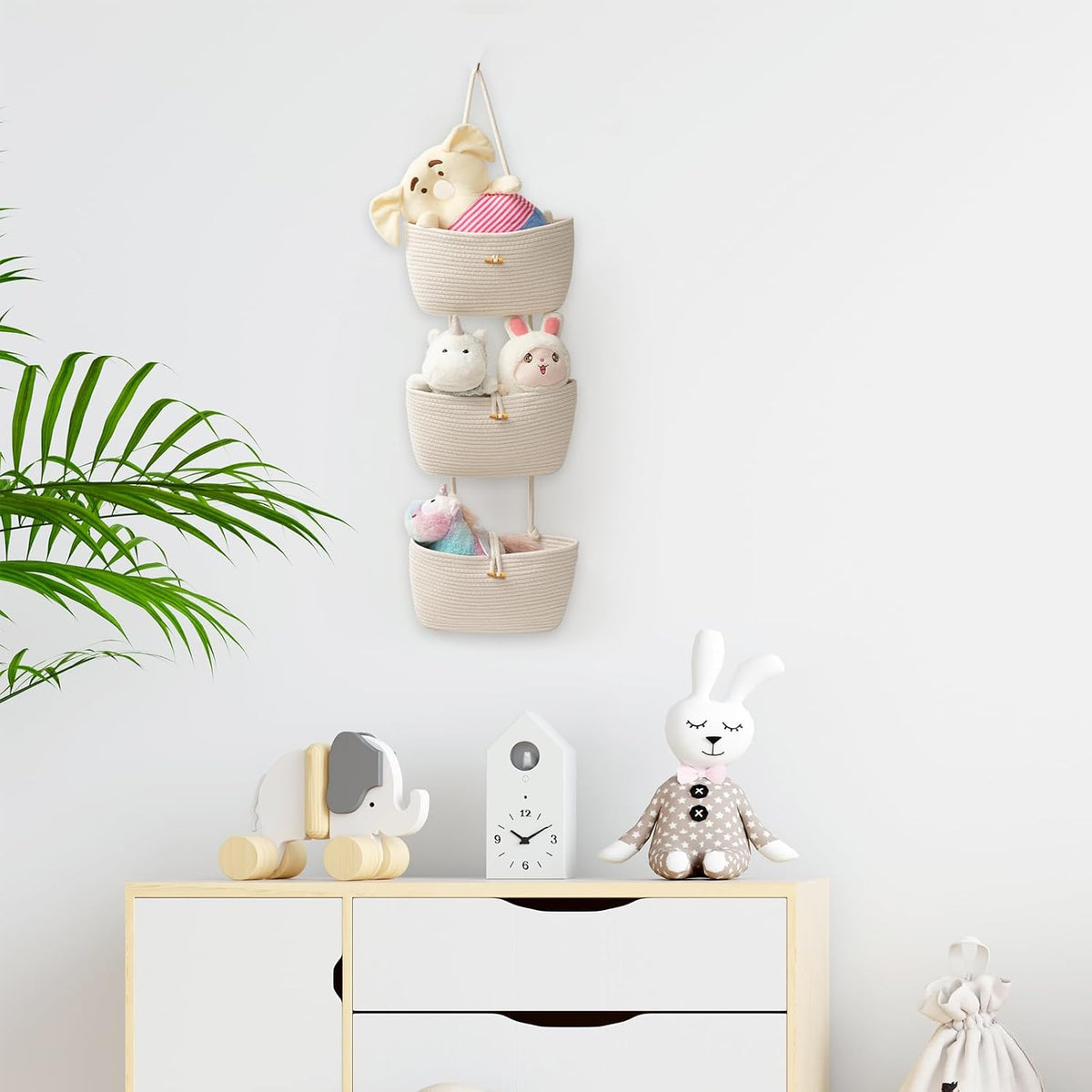 3-Tier Woven Hanging Storage Baskets – Stylish Space-Saving Organizer 🌿