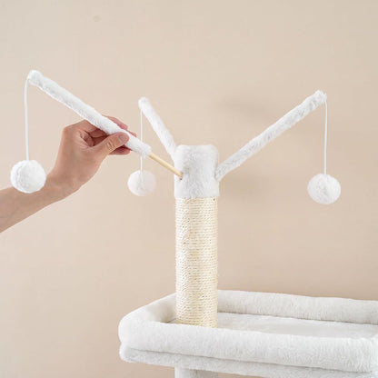 Multi-Level Cat Tree with Hidden Litter Box Cabinet – Cozy Pet Furniture