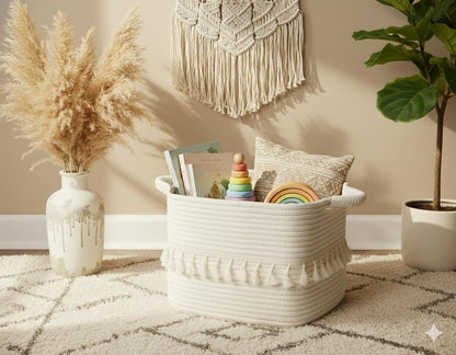 Woven Cotton Rope Storage Baskets – Stylish Home Organizer