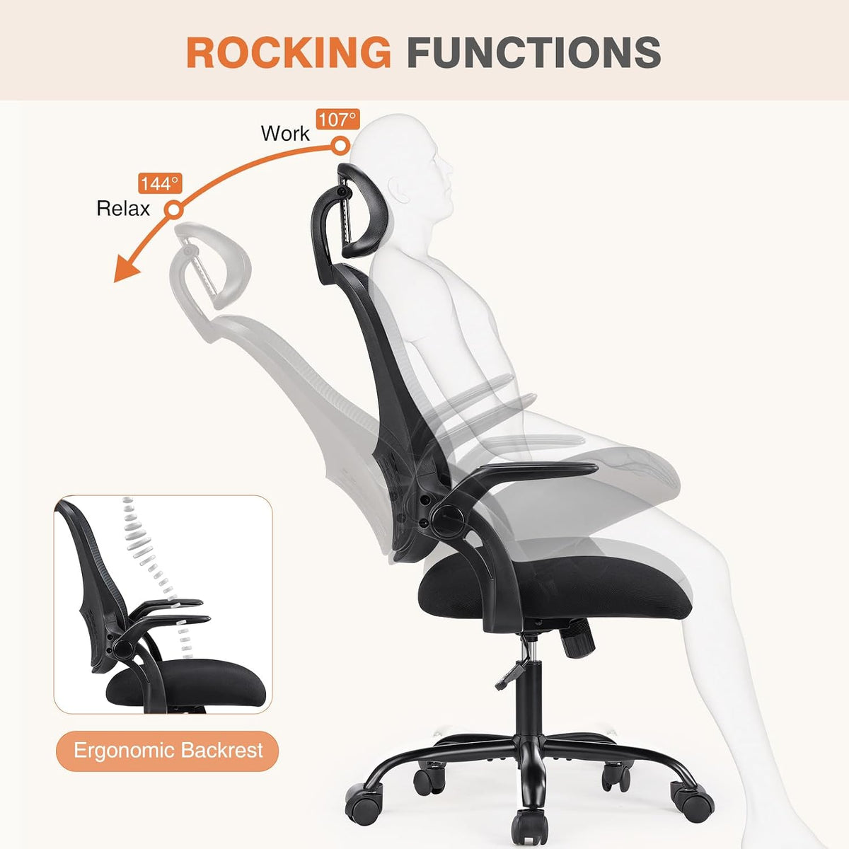 Ergonomic High-Back Office Chair – Adjustable Headrest & Lumbar Support