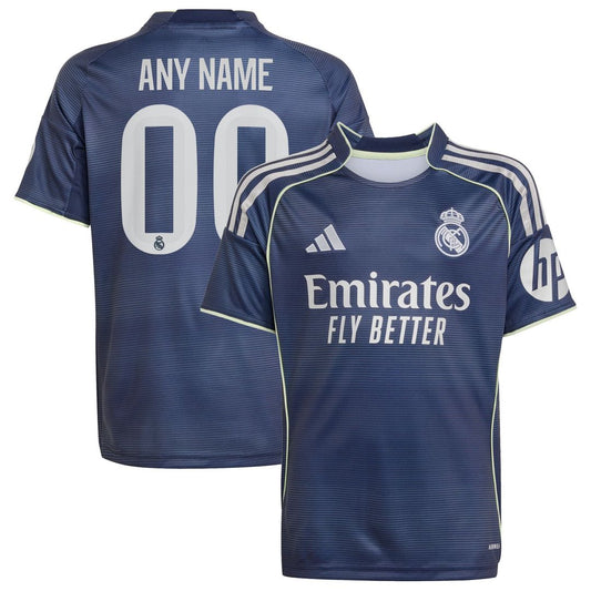 Real Madrid adidas Youth 2025/26 Away Replica Custom Jersey - Blue