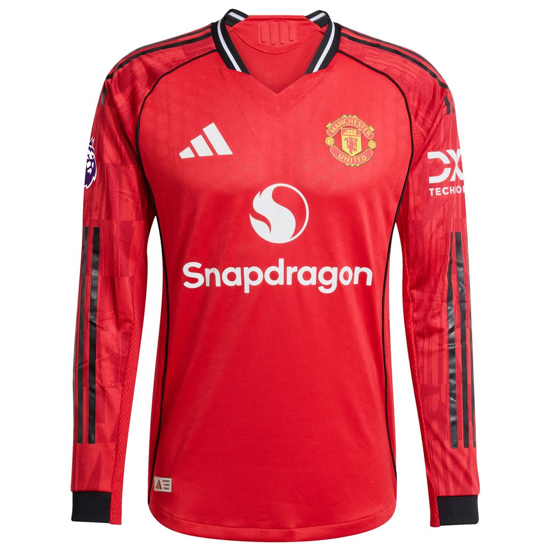 Manchester United adidas Home 2025/26 Custom Authentic Long Sleeve Jersey - Red