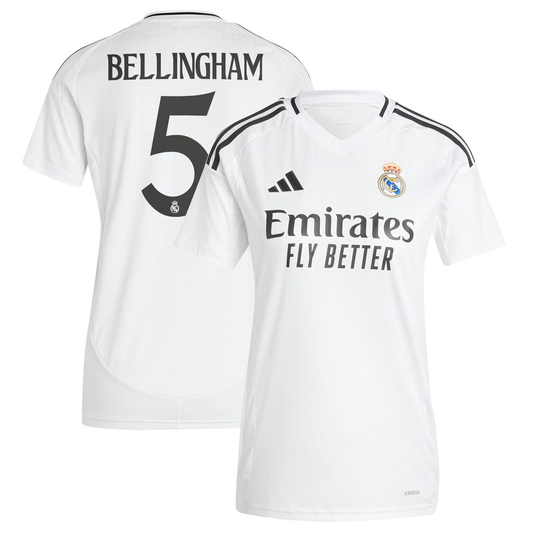 Jude Bellingham Real Madrid adidas Women's 2024/25 Home Replica Player Jersey - White