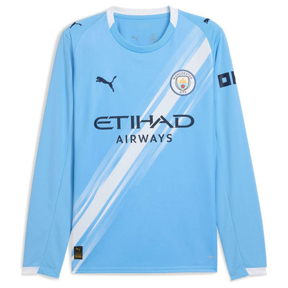 Manchester City Puma 2025/26 Home Replica Long Sleeve Custom Jersey - Sky Blue