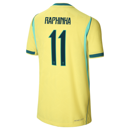 Raphinha Brazil National Team Nike Youth 2026 Home Match Authentic Jersey - Yellow