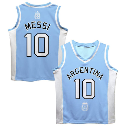 Lionel Messi Argentina National Team Vive La Fete  Mesh Basketball Jersey - Light Blue