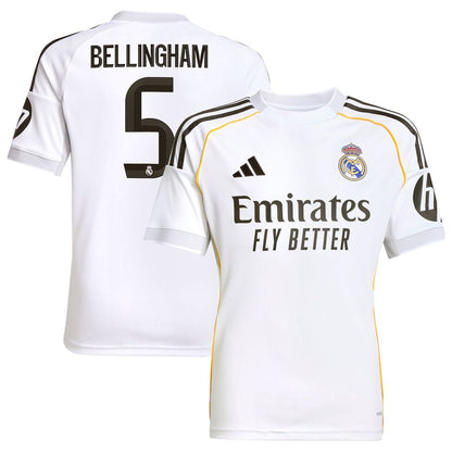 Jude Bellingham Real Madrid adidas Youth 2025/26 Home Replica Jersey - White