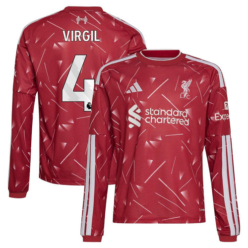Virgil van Dijk Liverpool adidas Youth 2026/27 Home Replica Long Sleeve Jersey - Red