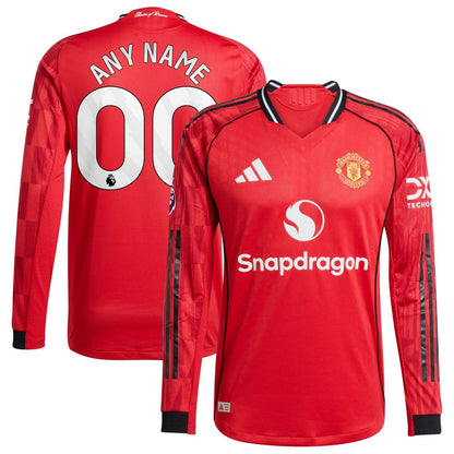 Manchester United adidas 2025/26 Away Authentic Long Sleeve Custom Jersey - White