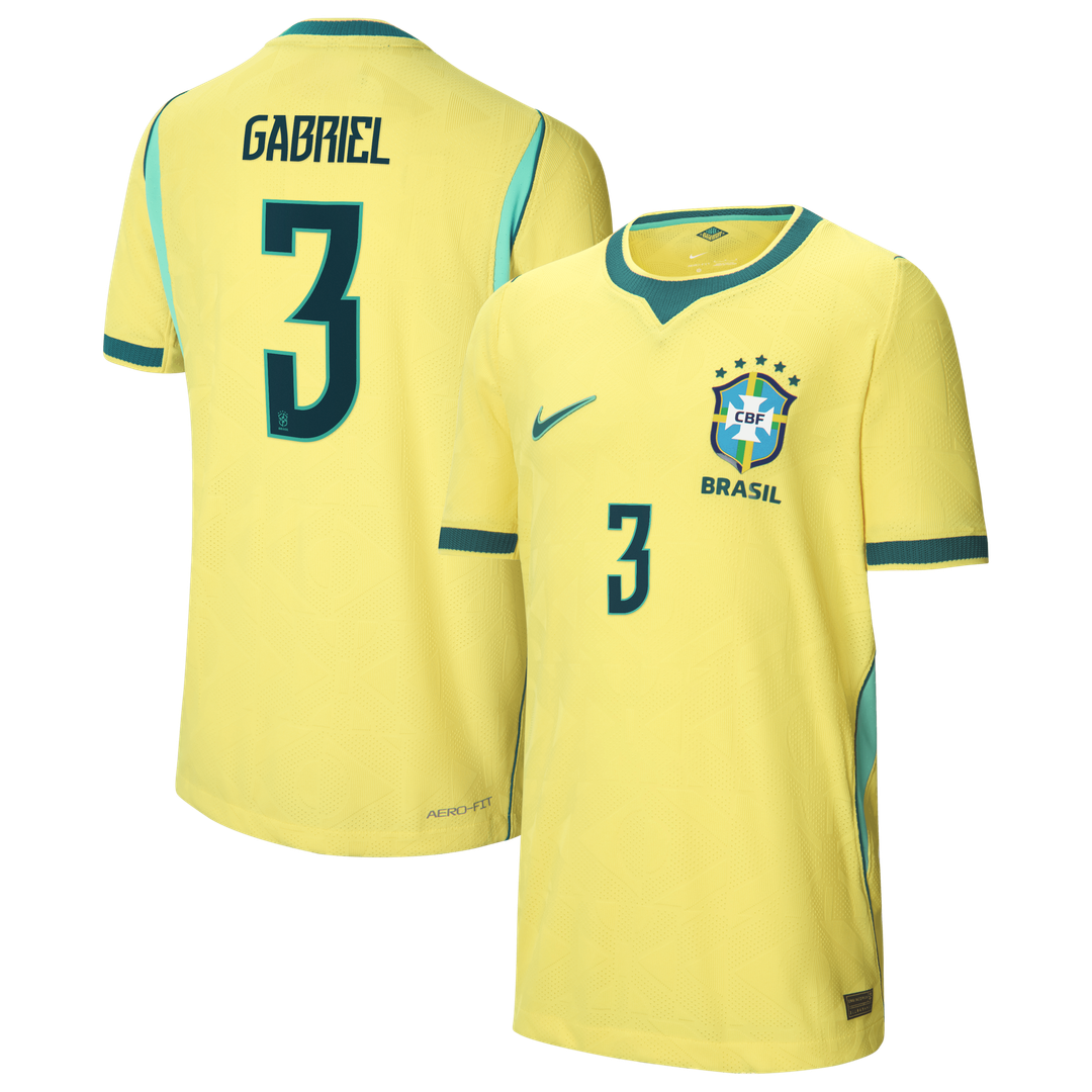 Gabriel Magalhães Brazil National Team Nike Youth 2026 Home Match Authentic Jersey - Yellow