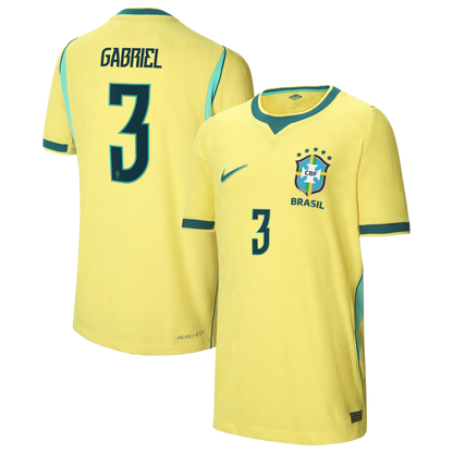 Gabriel Magalhães Brazil National Team Nike Youth 2026 Home Match Authentic Jersey - Yellow