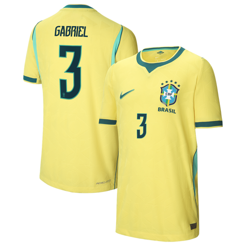 Gabriel Magalhães Brazil National Team Nike Youth 2026 Home Match Authentic Jersey - Yellow