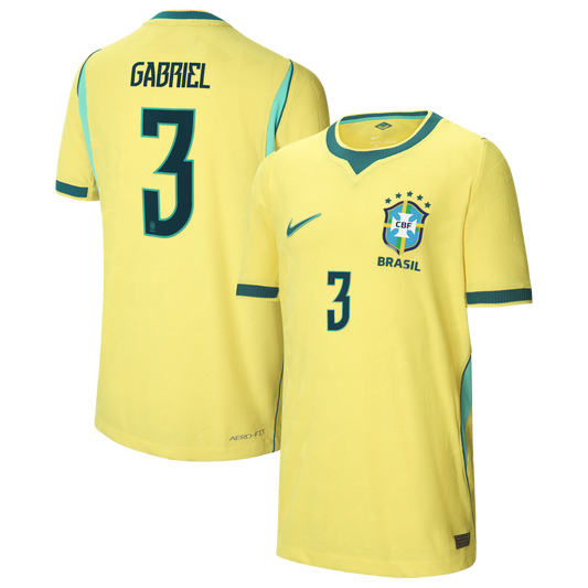 Gabriel Magalhães Brazil National Team Nike Youth 2026 Home Match Authentic Jersey - Yellow