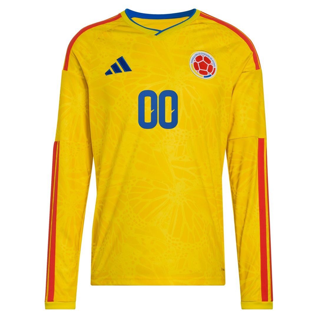 Colombia National Team adidas 2026 Home Replica Long Sleeve Custom Jersey - Yellow