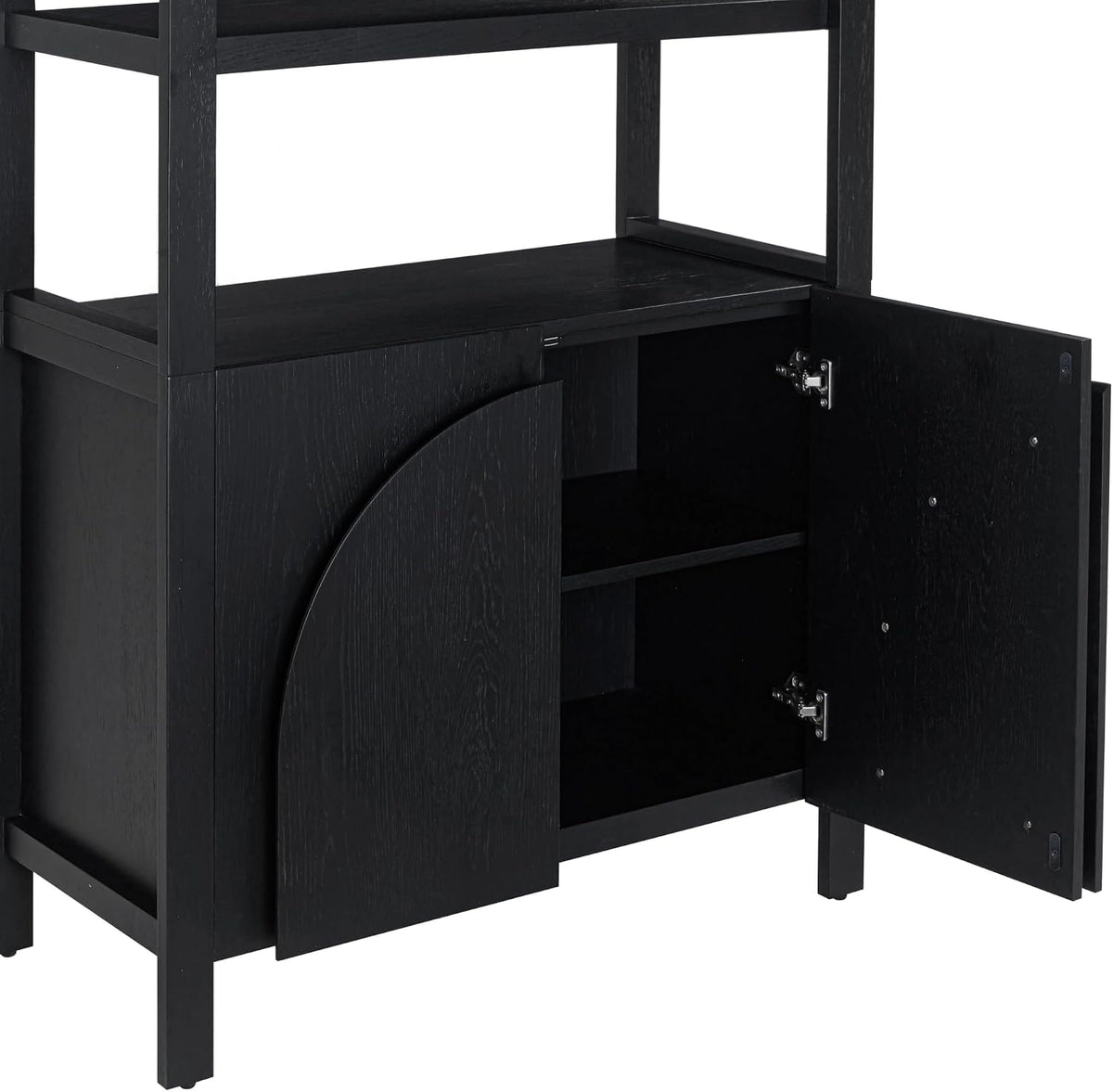 Arched 3-Tier Bookshelf with Storage Cabinet – Boho Home Organizer