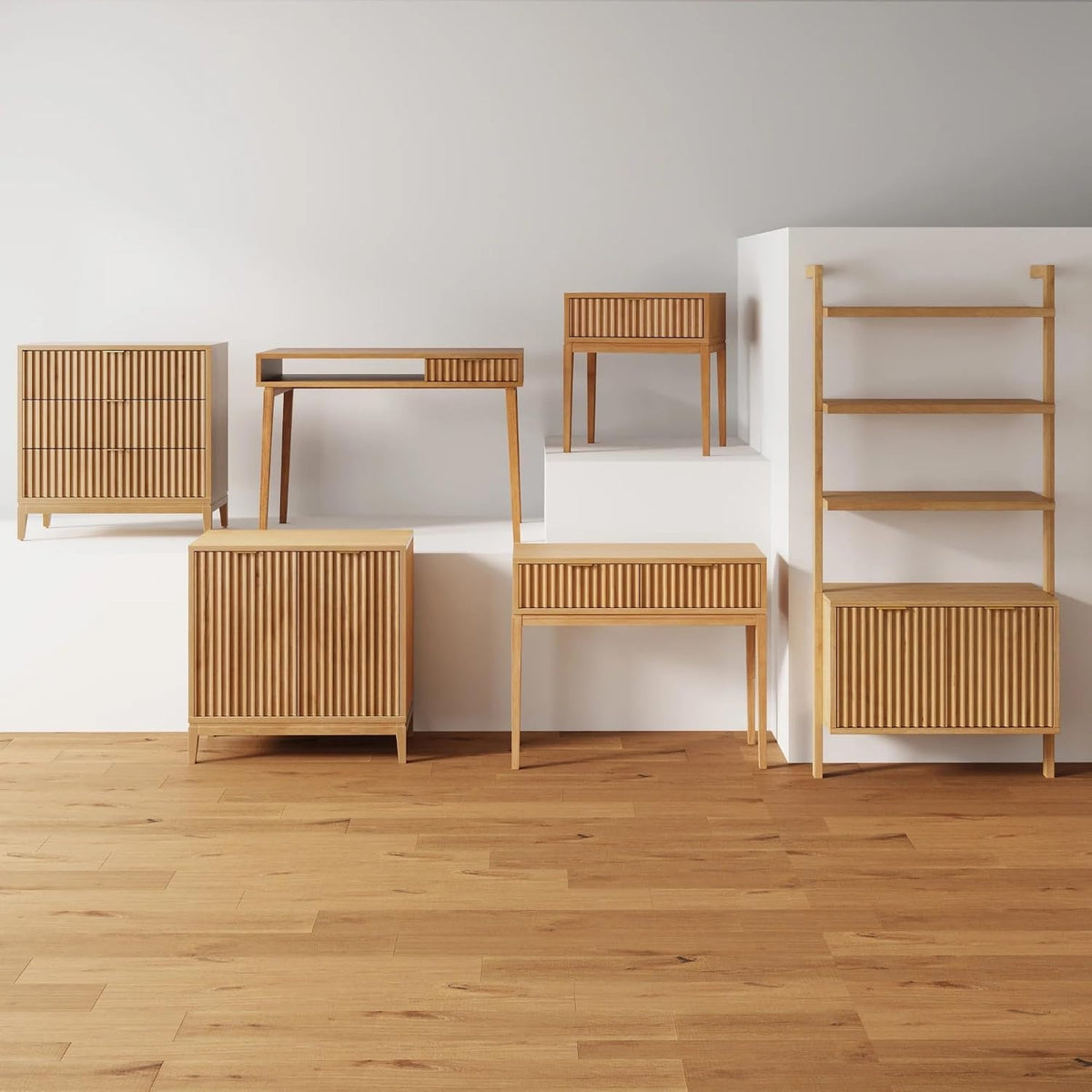 Modern Fluted Sideboard Cabinet – Stylish Entryway & Living Room Storage