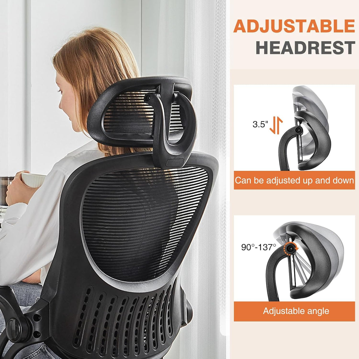 Ergonomic High-Back Office Chair – Adjustable Headrest & Lumbar Support