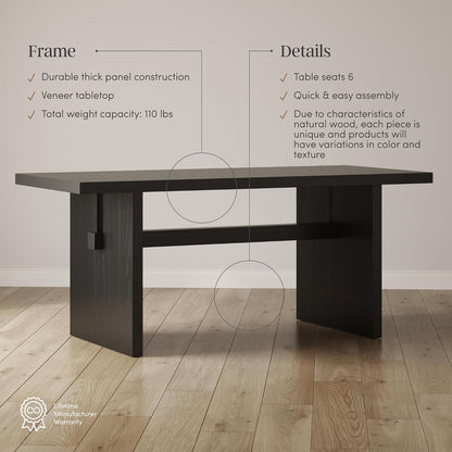 Modern 6-Person Dining Table – Rectangular Wood Kitchen & Dining Table