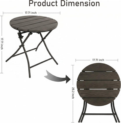 Folding Outdoor Side Table – Round Patio Accent Table