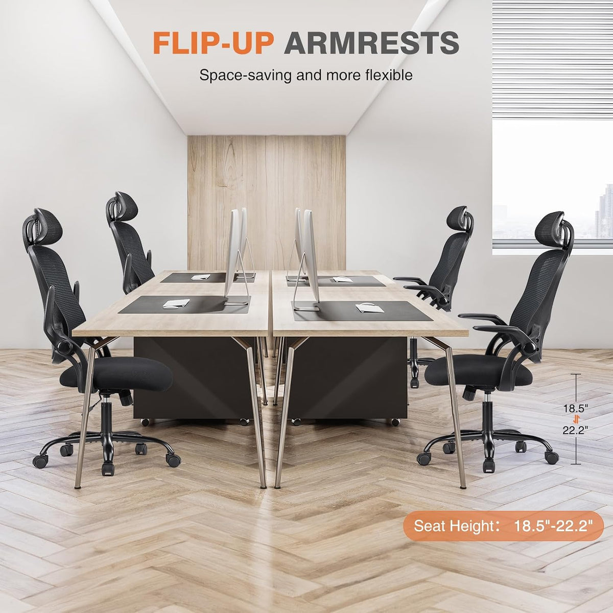 Ergonomic High-Back Office Chair – Adjustable Headrest & Lumbar Support