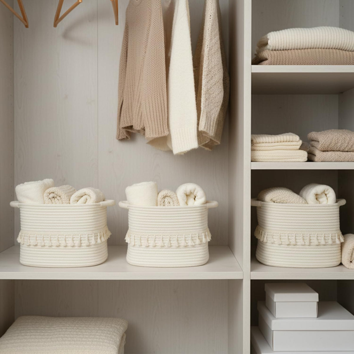 Woven Cotton Rope Storage Baskets – Stylish Home Organizer