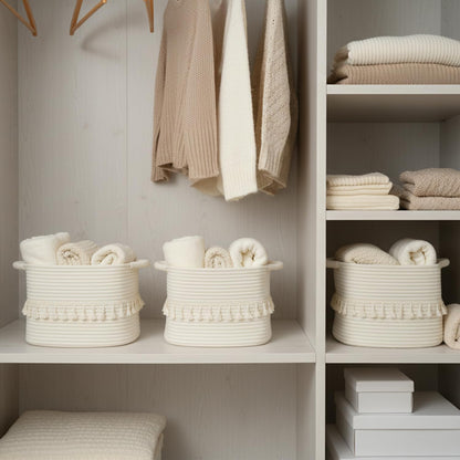 Woven Cotton Rope Storage Baskets – Stylish Home Organizer