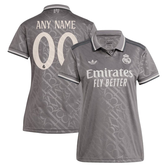 Real Madrid adidas Originals Women's 2024/25 Third Replica Custom Jersey - Charcoal