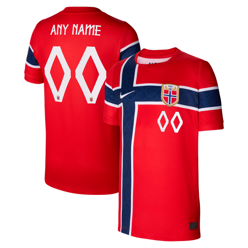 Norway National Team Nike Youth 2026 Home Stadium Replica Custom Jersey - Red