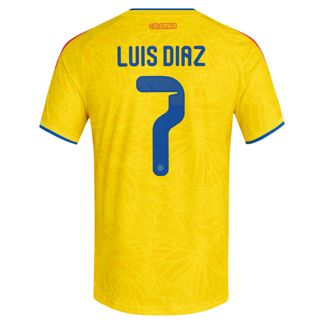 Luis Diaz Colombia National Team adidas 2026 Home Authentic Jersey - Yellow