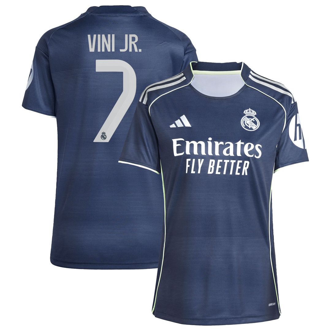 Vini Jr. Real Madrid adidas Women's 2025/26 Away Replica Player Jersey - Blue