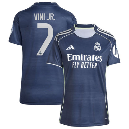 Vini Jr. Real Madrid adidas Women's 2025/26 Away Replica Player Jersey - Blue