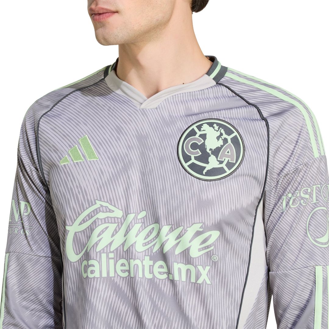 Club America adidas 2025/26 Third Replica Long Sleeve Jersey - Gray