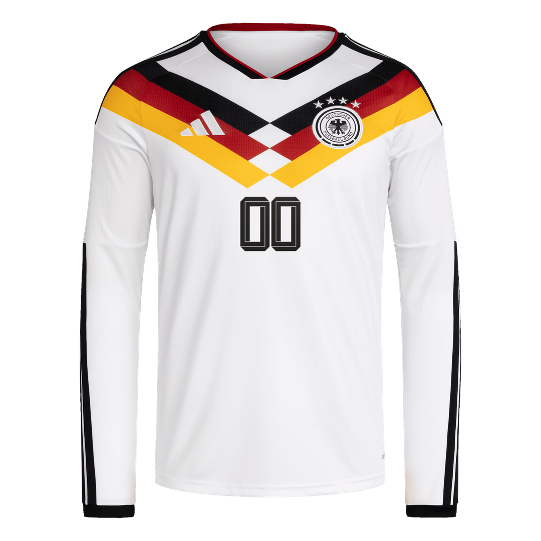 Germany National Team adidas 2026 Home Replica Long Sleeve Custom Jersey - White