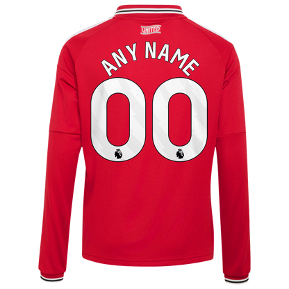 Manchester United adidas Youth 2026/27 Home Replica Long Sleeve Custom Jersey - Red