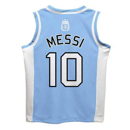 Lionel Messi Argentina National Team Vive La Fete  Mesh Basketball Jersey - Light Blue