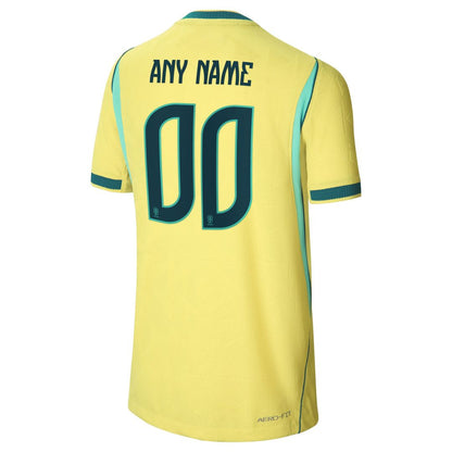 Brazil National Team Nike Youth 2026 Home Match Authentic Custom Jersey - Yellow
