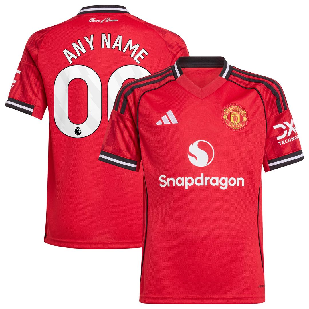 Manchester United adidas Youth 2025/26 Away Replica Custom Jersey - White
