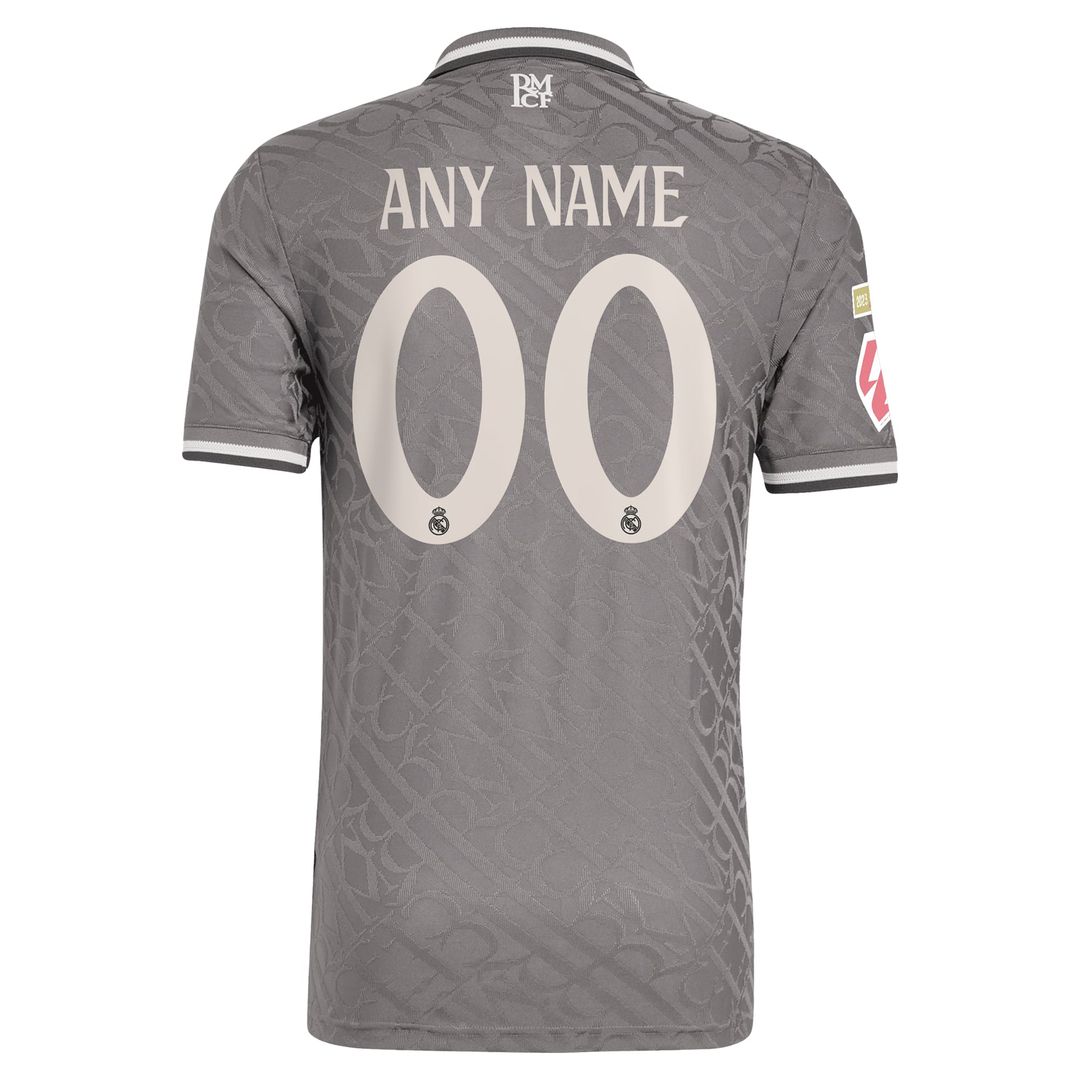 Real Madrid adidas Originals 2024/25 Third Authentic Custom Jersey - Charcoal