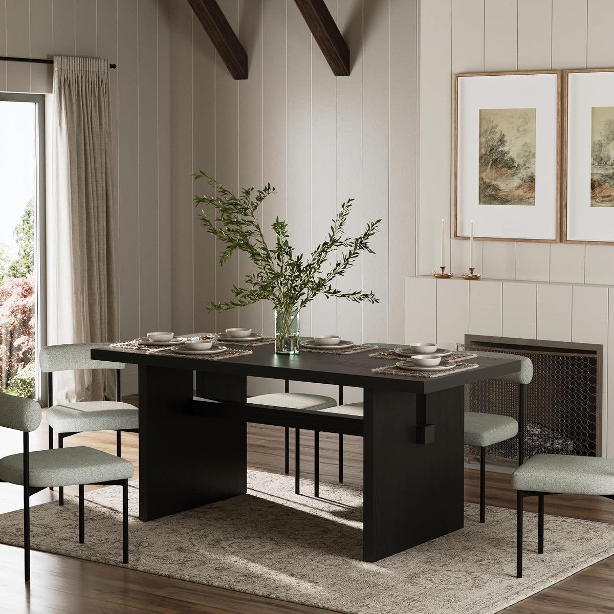Modern 6-Person Dining Table – Rectangular Wood Kitchen & Dining Table