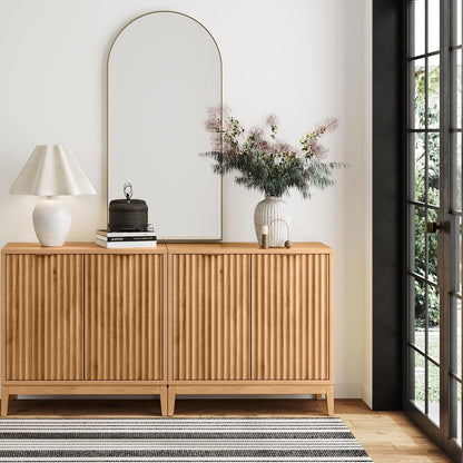 Modern Fluted Sideboard Cabinet – Stylish Entryway & Living Room Storage