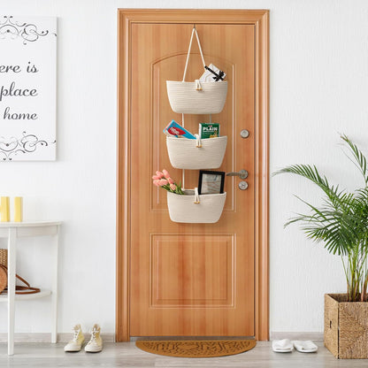 3-Tier Woven Hanging Storage Baskets – Stylish Space-Saving Organizer 🌿